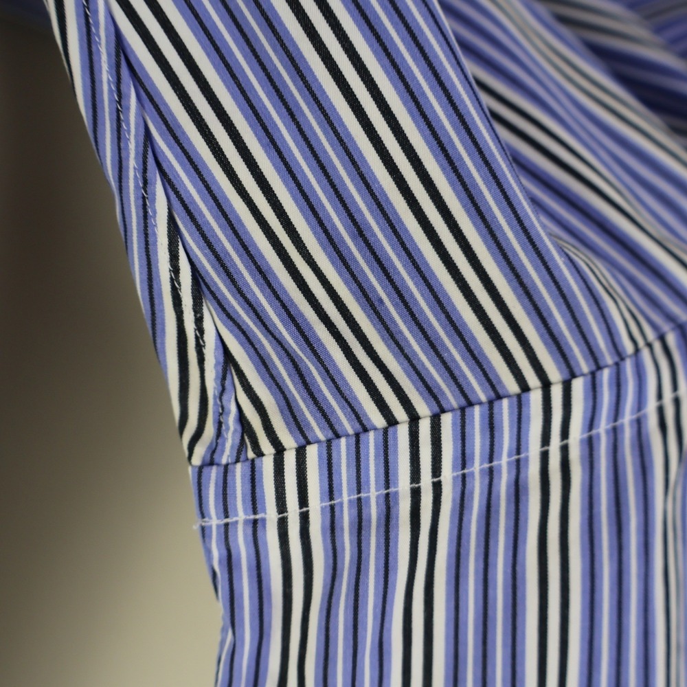 Ralph Lauren Purple Label Mens 17.5 Blue Striped Dress Shirt Italy French Cuff‎ - Picture 8 of 12